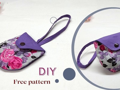 DIY cute coin purse with wrist strap  Mini wallet.Valentine's day gifts.Free pattern