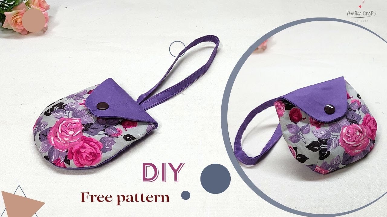 DIY cute coin purse with wrist strap  Mini wallet.Valentine's day gifts.Free pattern