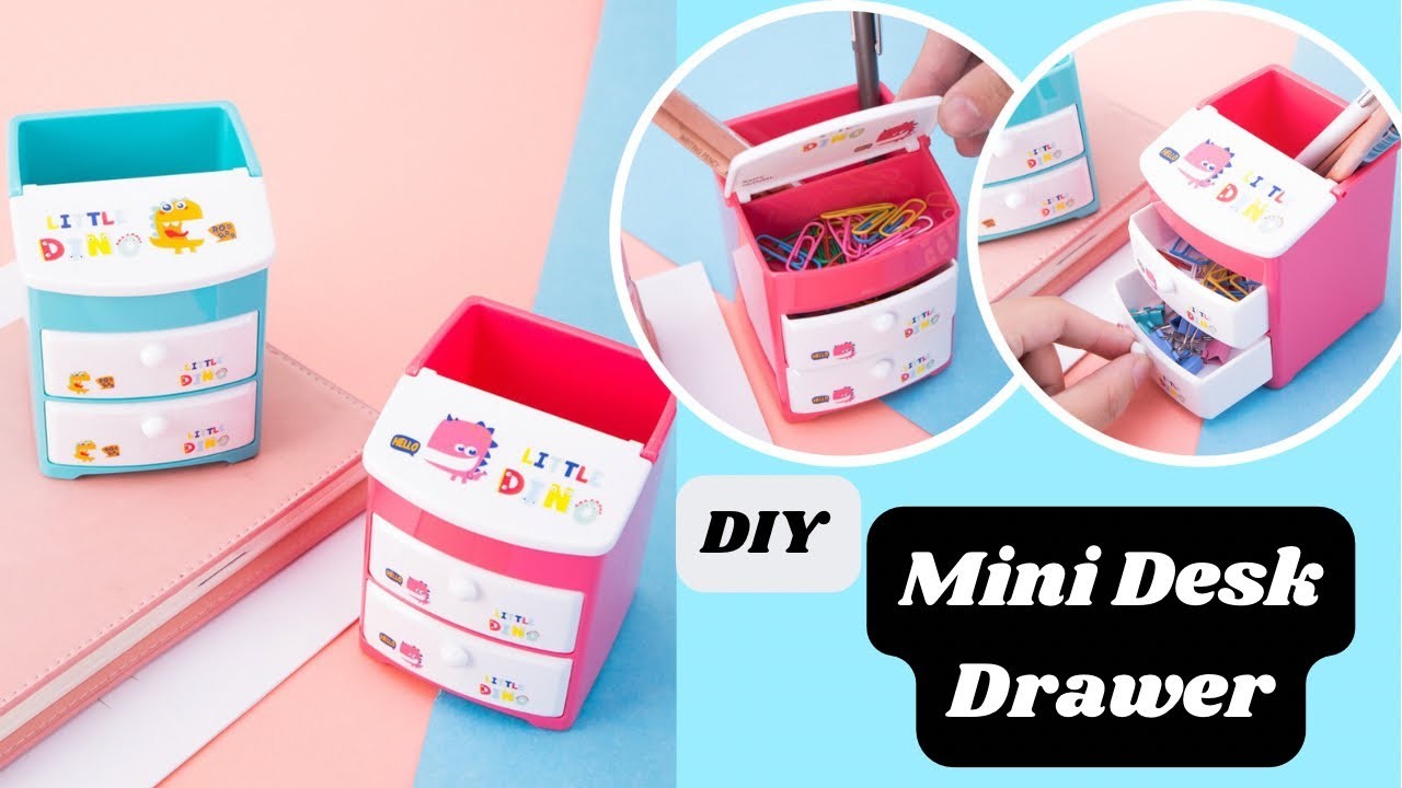 DIY Mini Desk Drawer. easy paper crafts. diy kawaii desk organiser. School supplies