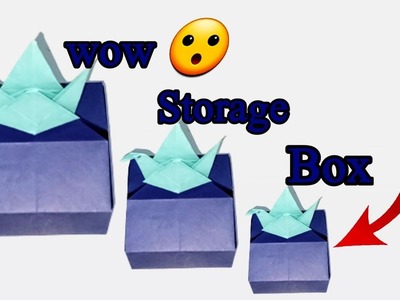 Diy paper storage box mini origami with crane. paper craft