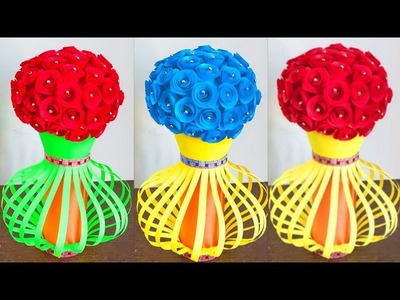Diy pepar craft idea. how to make a paper pot rose designer craft