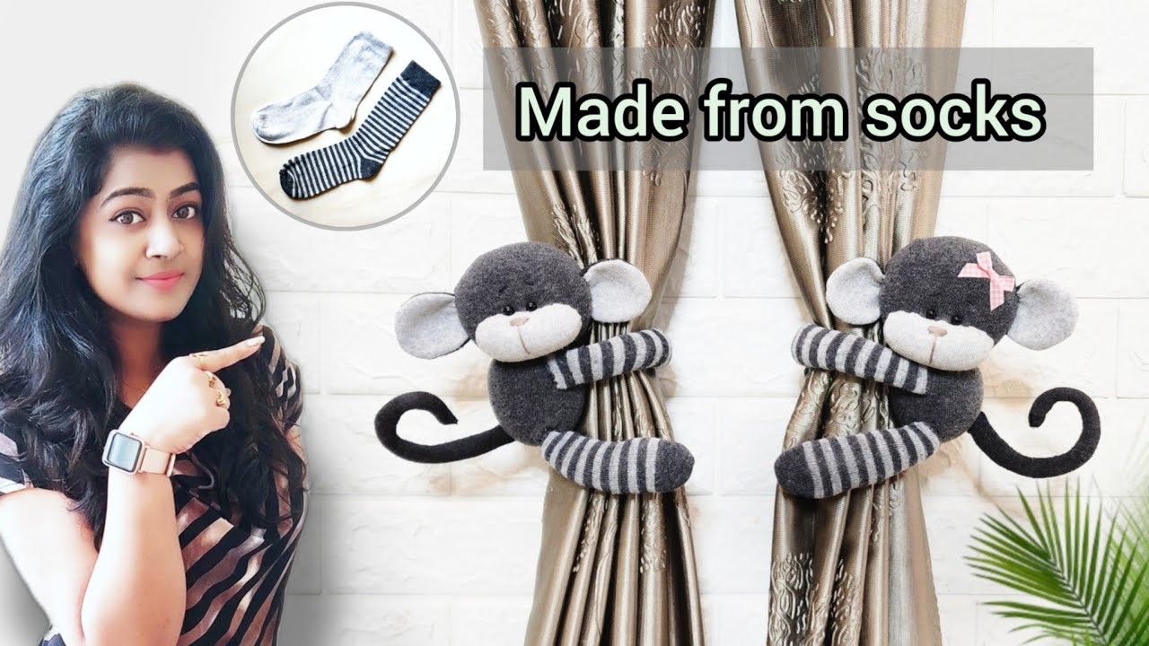 DIY Sock Monkey ???? Tiebacks for curtains - Home decor | Valentines gift ideas ❤️