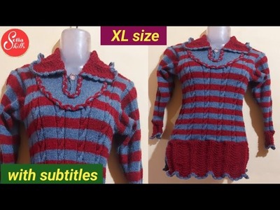 Double colour ladies sweater design.kangura border.cable knit.new sweater bunai.new design sweater