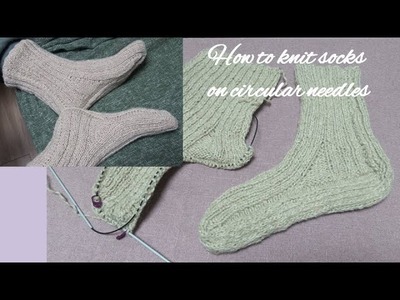 How to knit socks on circular needles.Single-pointed needles