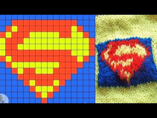Knittng Superman Character Graph.design.pattern | How to Knit Graph design.Superhero character |