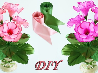 ????Подарок для МАМЫ своими руками ???? Цветы Глоксинии из лент.Ribbon Flowers DIY