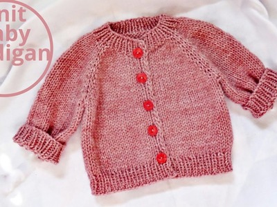 Simple knitting cardigan for babies. Knitting pattern sweater. The Poppy baby cardigan. Size 0-3 mos