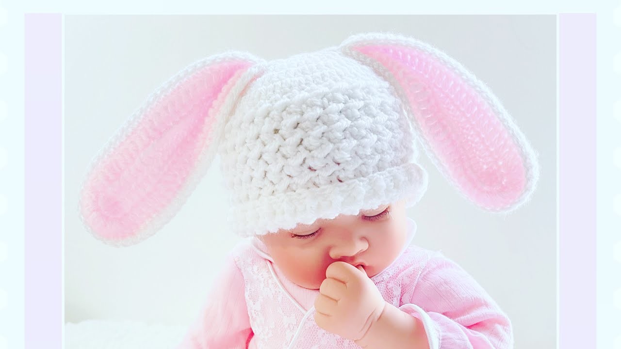 SUPER CUTE BABY HAT with ears EASY CROCHET PATTERN FOR ALL SIZES with MEASUREMENTS