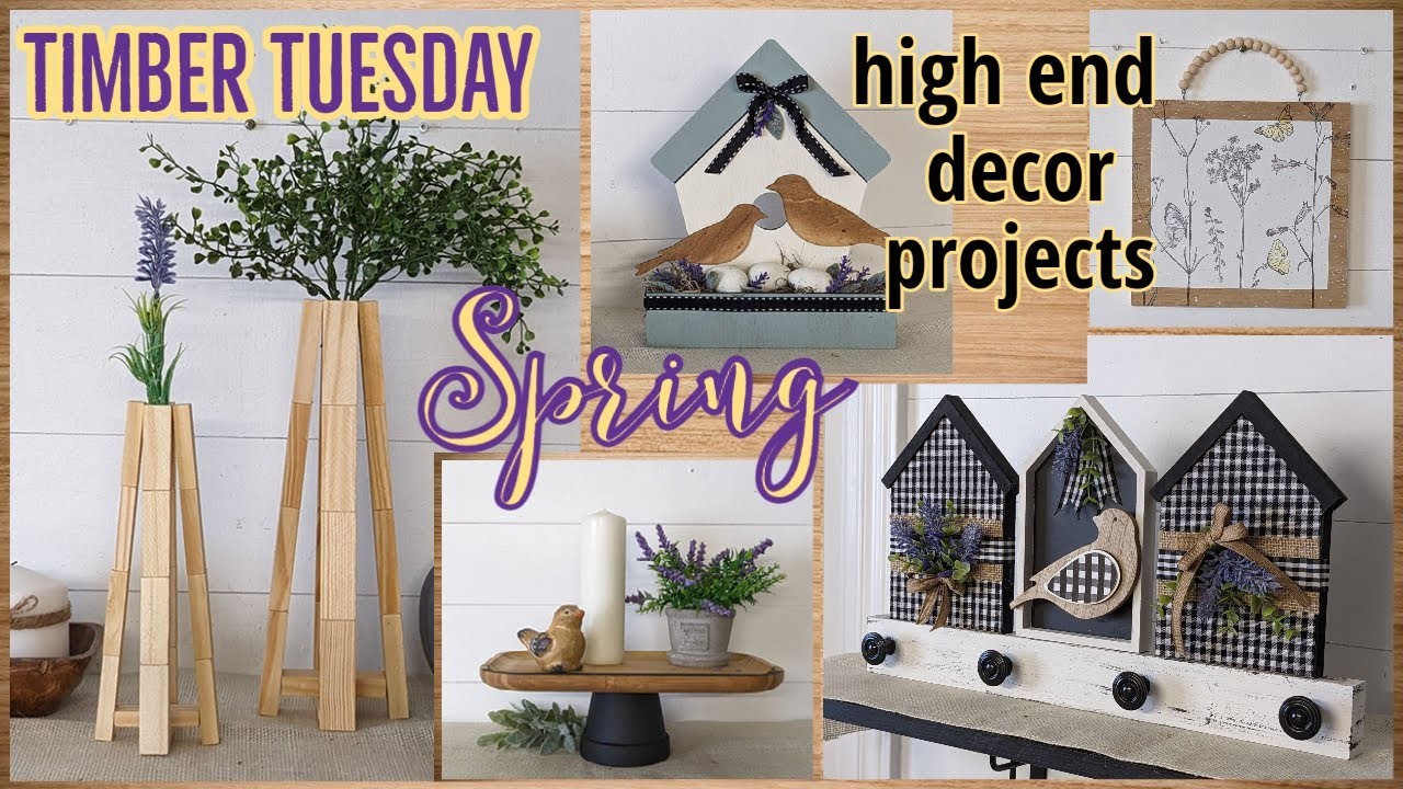 ????TIMBER TUESDAY SPRING FARMHOUSE DECOR IDEAS!!~Dollar Store Wood Projects for High End Decor!