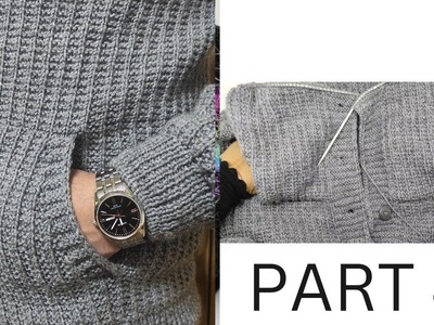 Top To Down Gents Cardigan | مردانہ جرسیHow To Knit Pocket | Round Neck Gents Cardigan