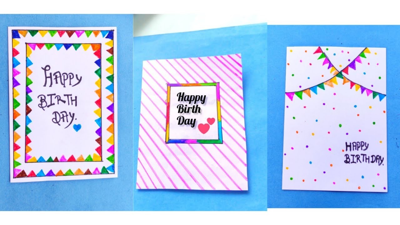 3 Easy and beautiful handmade birthday card | last minute birthday card ideas with white paper