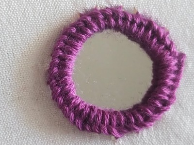 Circle mirror work tutorial.  Hand embroidery mirror work design.