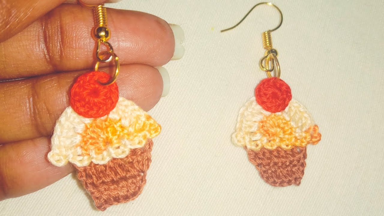 Crochet cupcake earrings