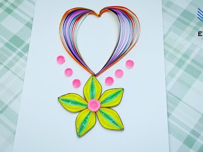 Delicately Beautiful Yellow Apricot Flower with Colorful Hearts Card from Quilling Instructions