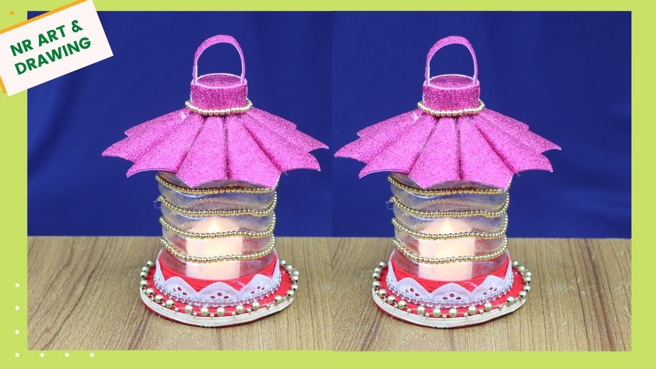 DIY Handmade Beautiful Candle Holder Making Idea - Plastic Bottle Craft - Best out of waste