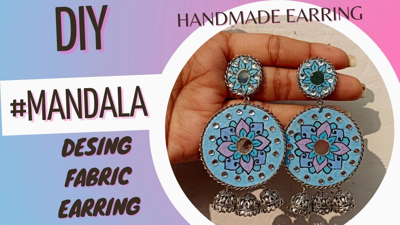 DIY #Mandala desing handmade fabric earring. handmade earring.full tutorial. 