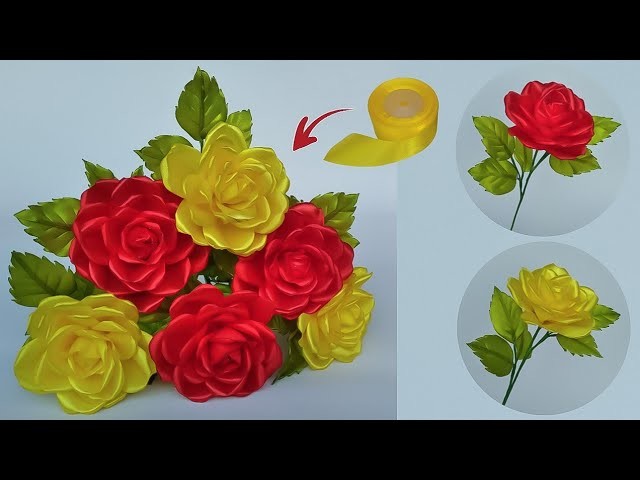 DIY Ribbon Flower | How to Make Rose Flower With Satin Ribbon Easy