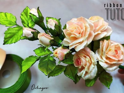 DIY rose flower making.how to make satin ribbon flower easy