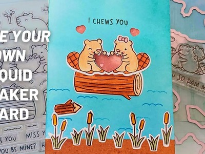 Easy Valentine's liquid shaker card,step-by-step tutorial | Lawn Fawn’s “Wood you be mine” stamp set