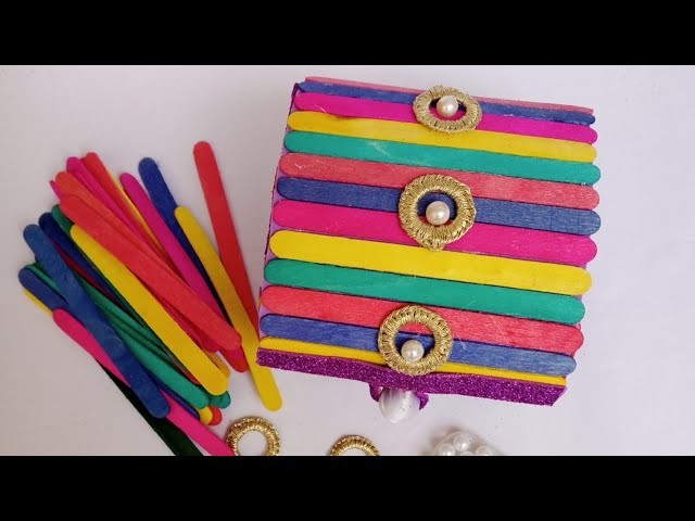 Handmade Jewellery storage Box. Jewellery Box made from popsticks.Jewellery Box Tutorial