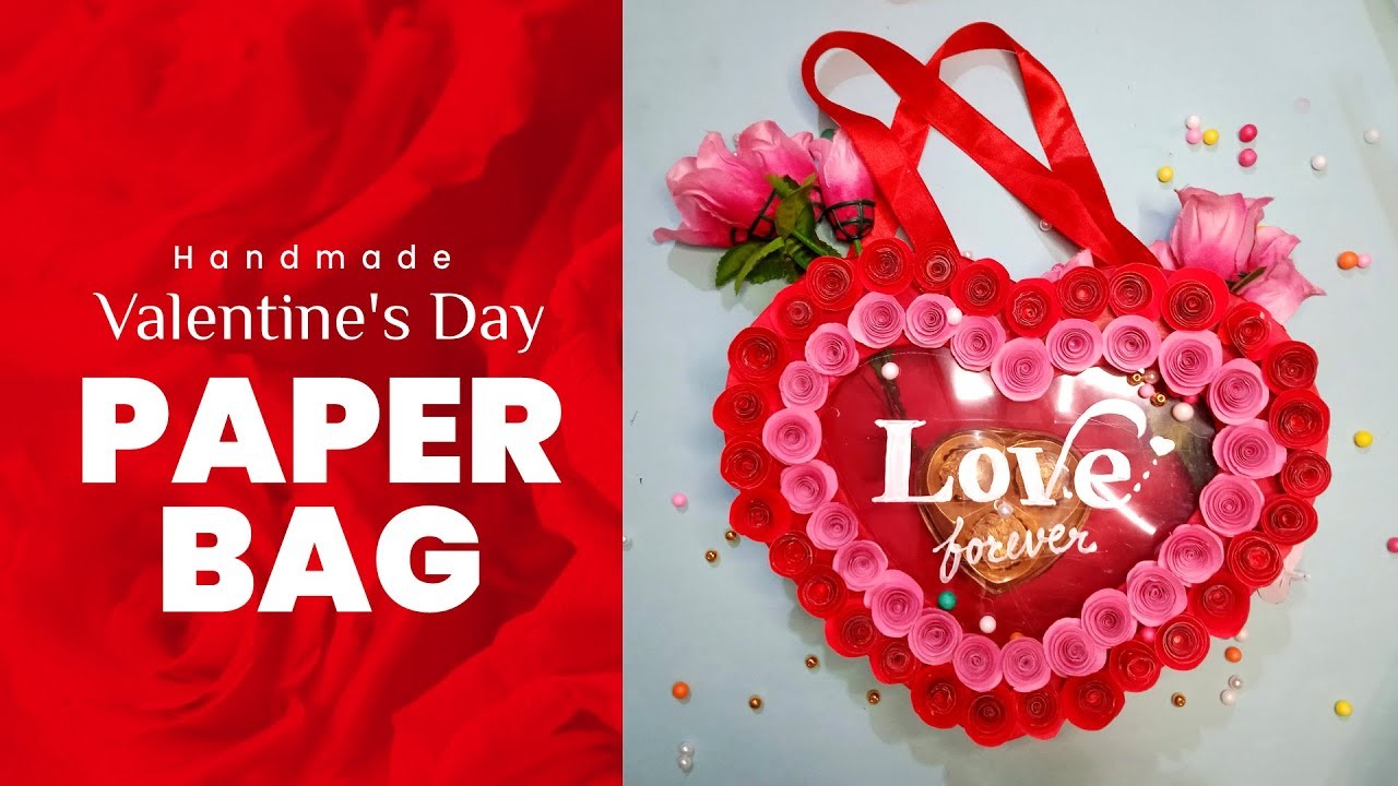 Handmade Valentine's Day Paper Bag |  Valentine's special Paper bag | Heart shape Paper Bag