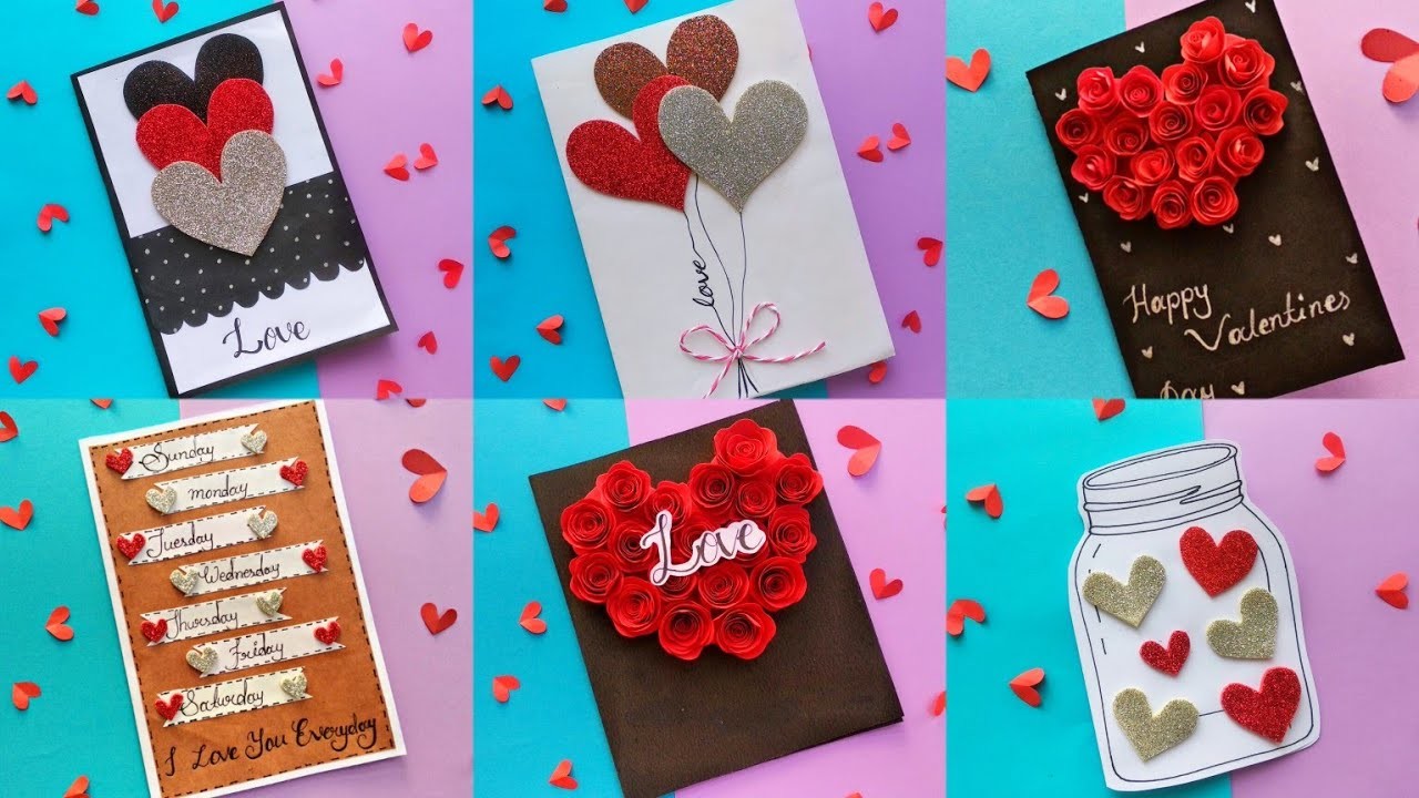 How to make 6 different greetings card for Valentines day (Part - 4) Greetings card for birthday.