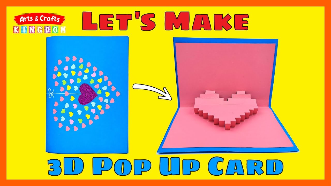 How to make a 3D Pop Up Card | Hand Made Valentines Day Card 2023 | Arts and Crafts kingdom