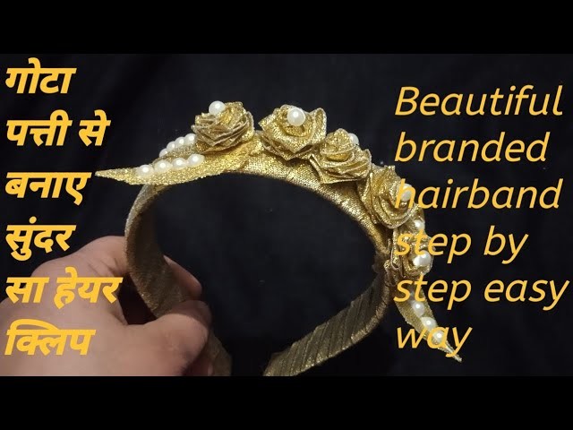 How to make beautiful headband with gota patti lace#diy#diycraft #headband#headbands#craft