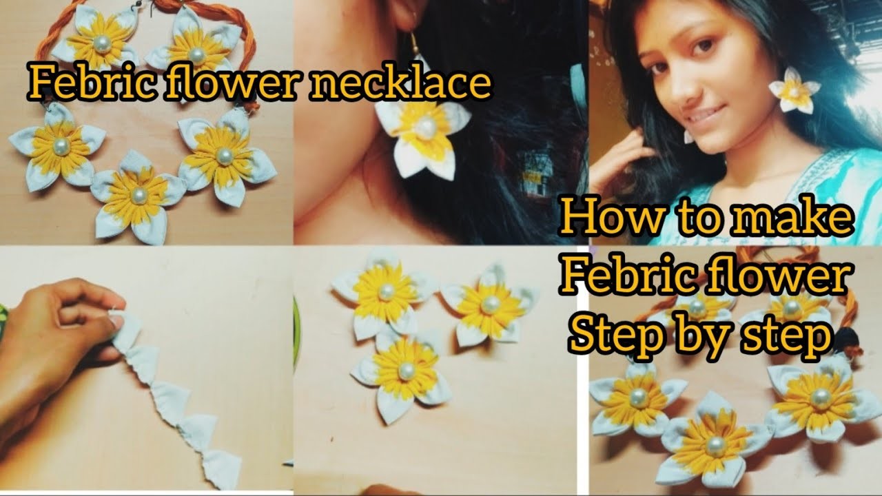 How to Make Fabric Flower Necklace II Handmade Jewelry????????#handmade #handmadejewelry