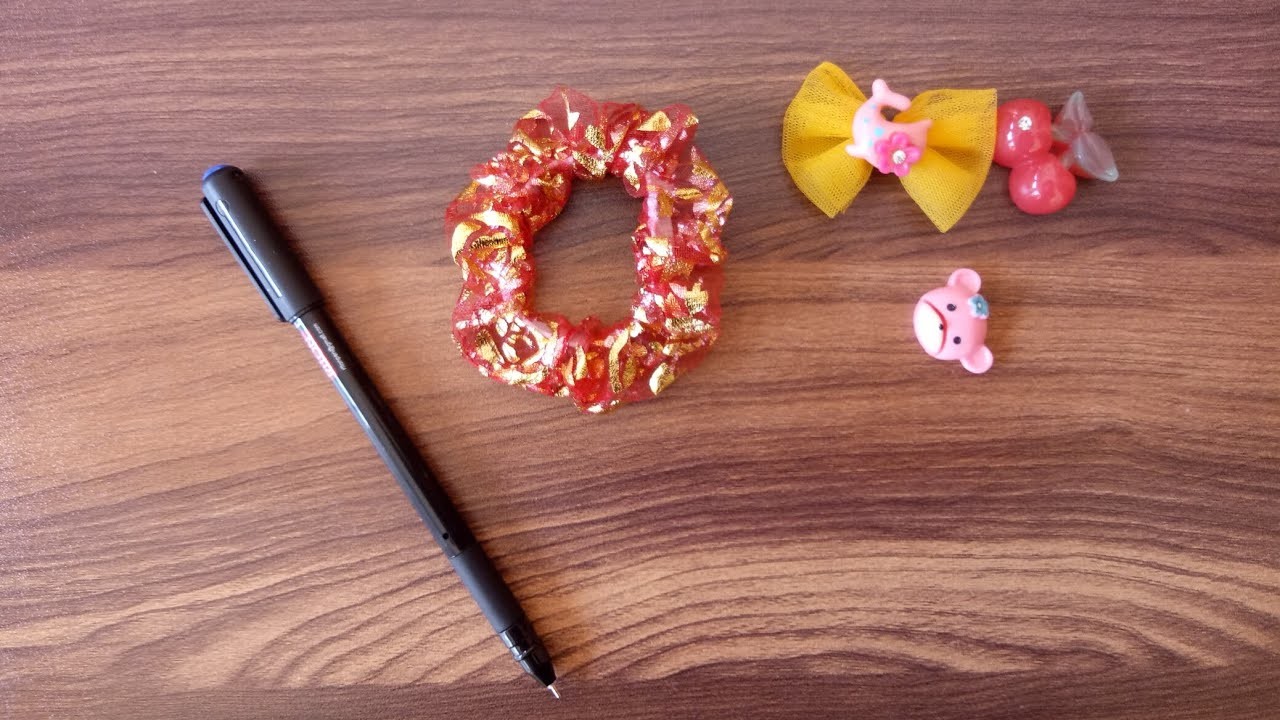 How to make scrunchie from net fabric #stitching