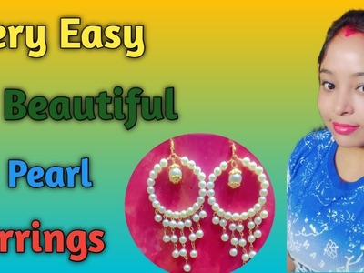 How to make simple and beautiful pearl earrings.DIY.#pearl jewellery making at home.#B.M CREATION
