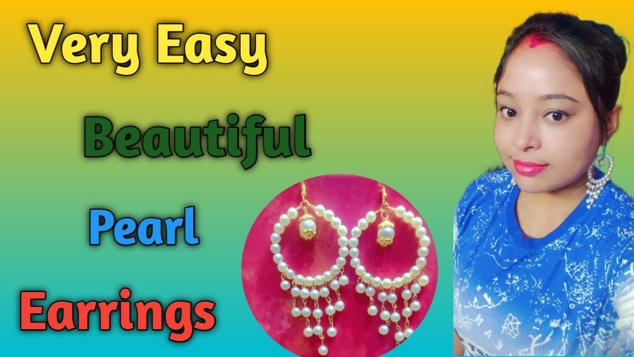 How to make simple and beautiful pearl earrings.DIY.#pearl jewellery making at home.#B.M CREATION