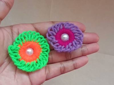 It’s So Beautiful Super Easy Woolen Flower Making Trick With Finger - Hand Embroidery Amazing Flower