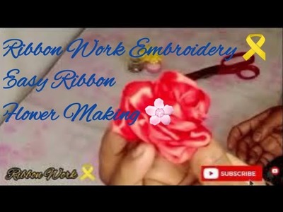 Ribbon Work Embroidery ???? || Amazing Ribbon Flower || Easy Ribbon Flower  Making ????