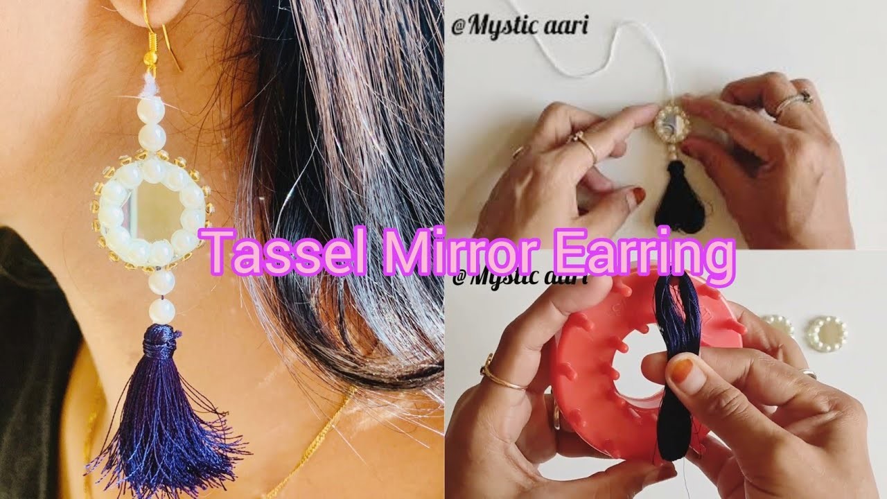 Simply Tassel earrings with Mirror| Handmade jewelry