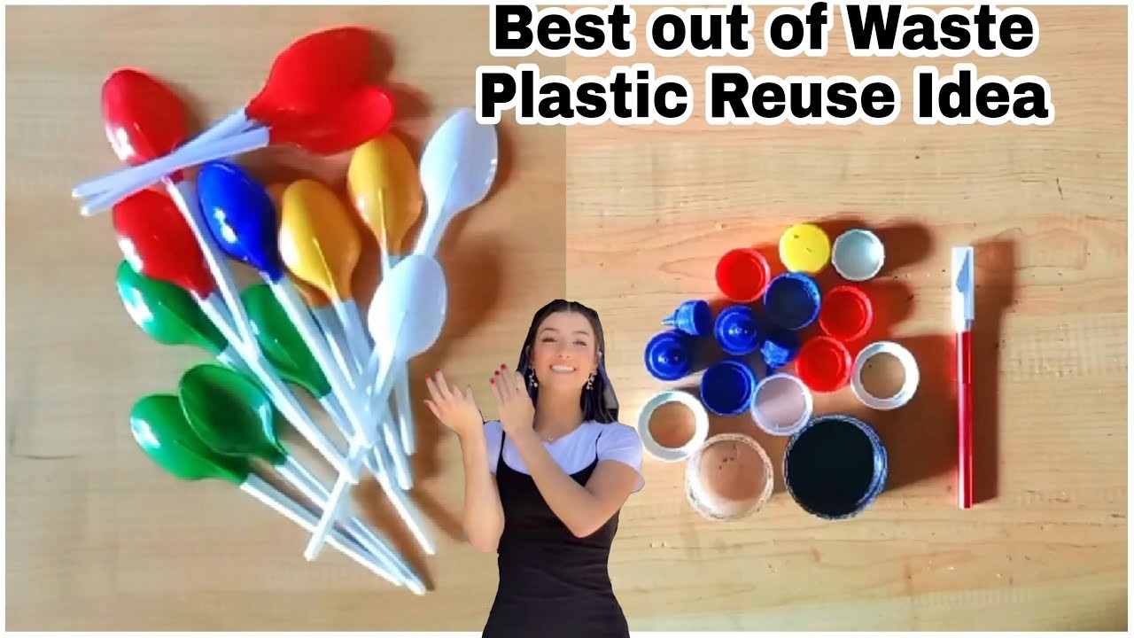 4.DIYPlastic BottleCap Reuse Idea l FlowerTree with Waste Plasticbottle caps l Plastic SpoonCraft l