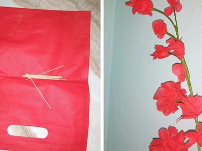 DIY#Beautiful flowers from waste cloth bags#waste material reuse idea#handmade#wastematerialcraft