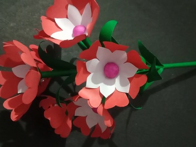 Diy beautiful paper flower.paper stick flower.handmade paper flower.home decor.paper flower craft