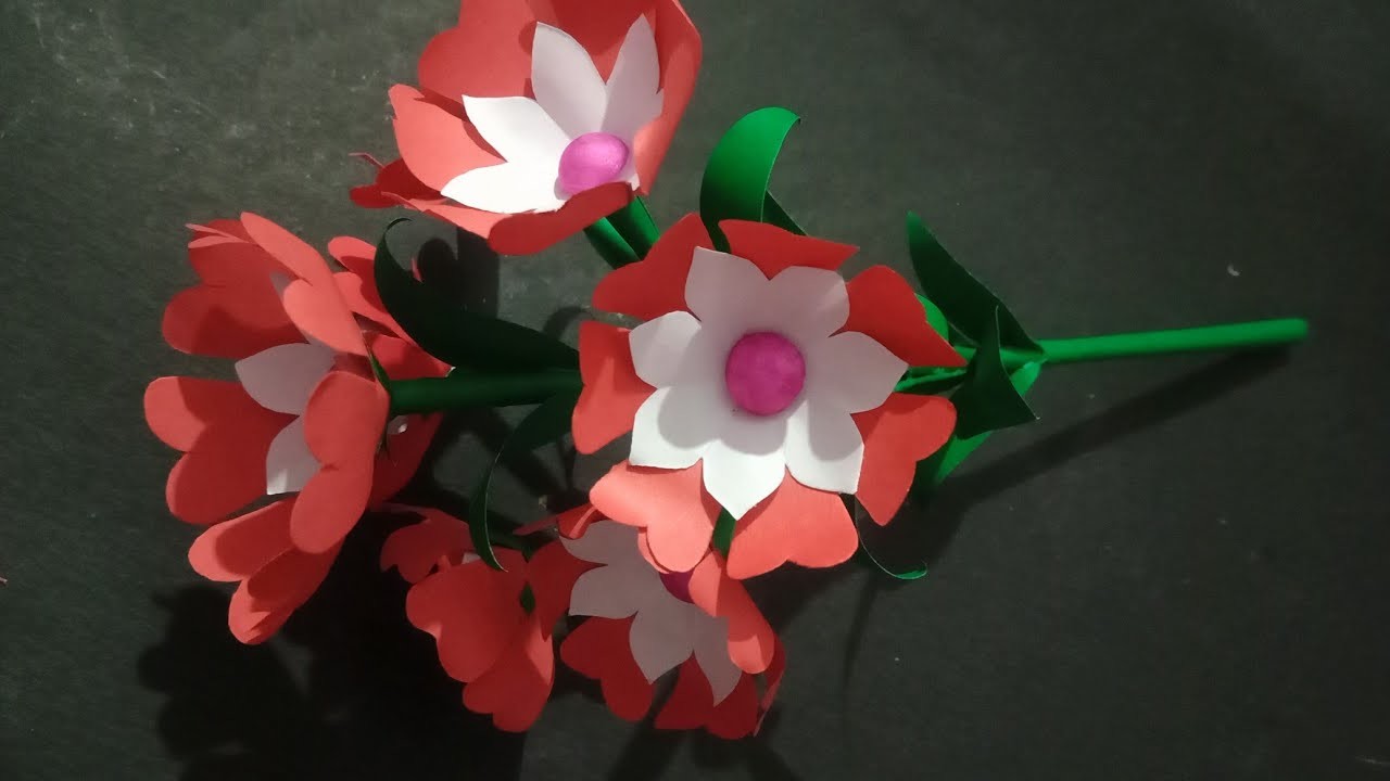 Diy beautiful paper flower.paper stick flower.handmade paper flower.home decor.paper flower craft
