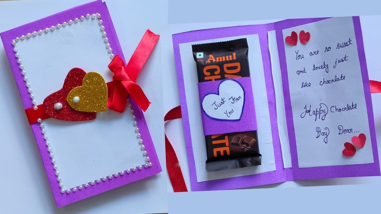 DIY Chocolate Day Gift Idea.Chocolate Gift Wrapping Ideas.Card Making.Valentine Craft#diy #viral