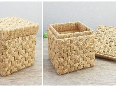 DIY Gorgeous BASKET with Lid made of cardboard and jute twine