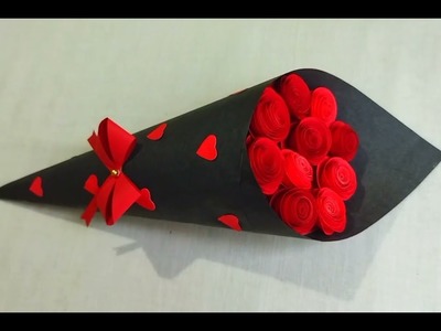 DIY| How to make Paper Rose Flower Bouquet| Valentine's Day Gift Ideas| Valentine's day craft