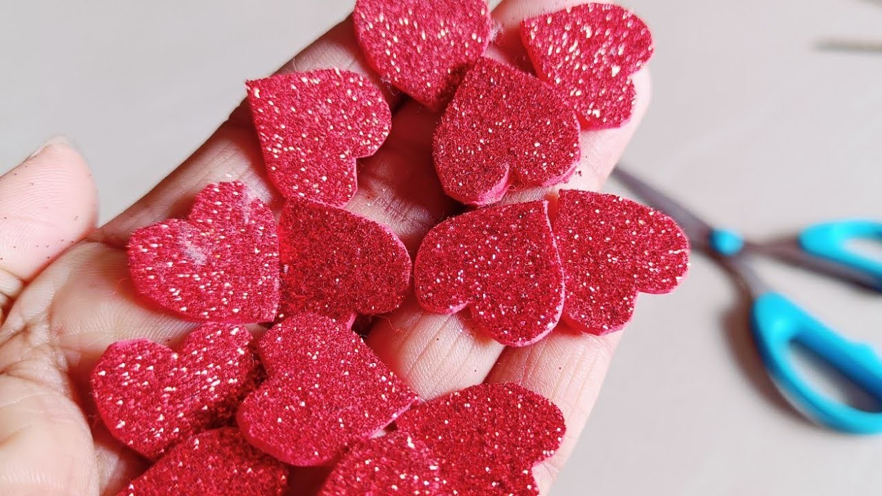 DIY Valentine Card making tutorial using Glitter sheet.Foamiran Heart ❤️.Creative idea.Handmade