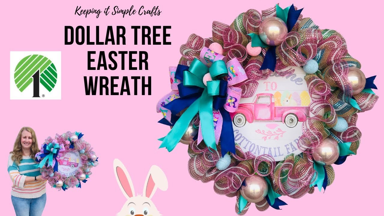 DOLLAR TREE EASTER WREATH DIY ???? EASY & INEXPENSIVE EASTER CRAFTS BEGINNER FRIENDLY HIGH END????????????