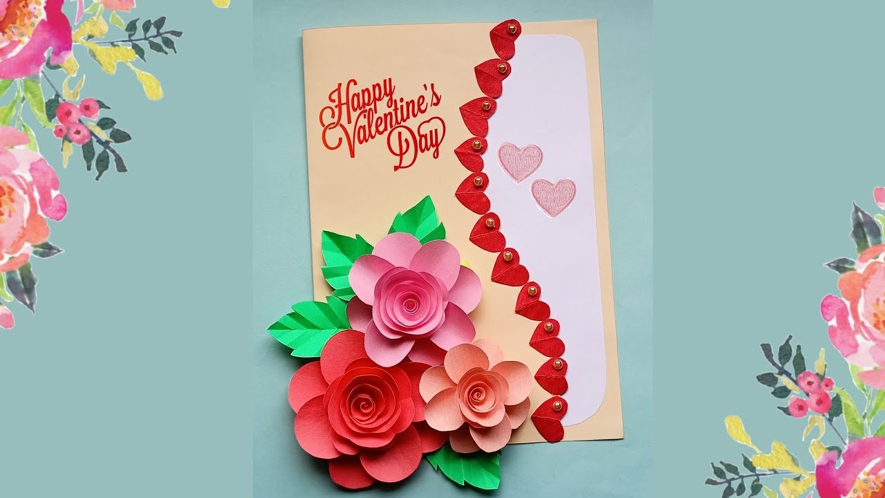 Easy and beautiful Valentine's Day card | Handmade valentine's day card | Flower greeting card