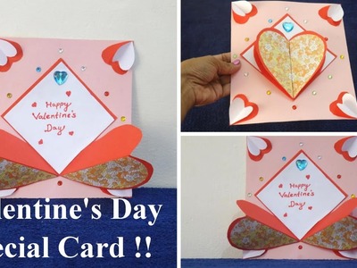 Easy Handmade Valentine's Day Card !! DIY Heart-Door Open Card For Beginners ~ Steps.Tutorial