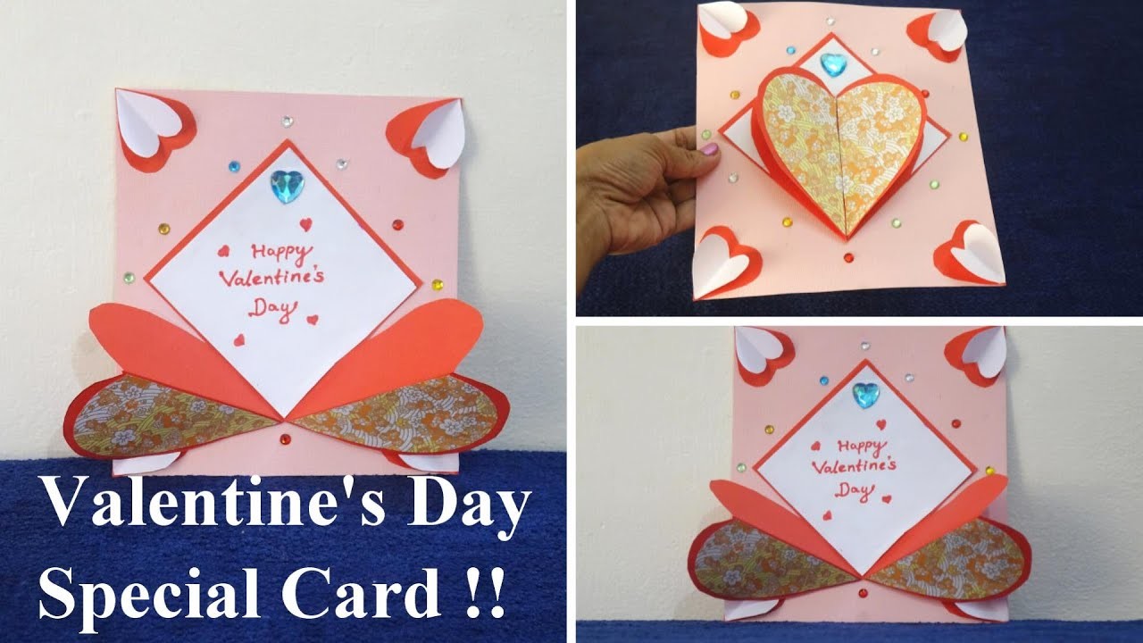 Easy Handmade Valentine's Day Card !! DIY Heart-Door Open Card For Beginners ~ Steps.Tutorial