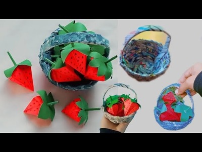 Handmade DIY PAPER STRAWBERRY. Paper Crafts For School. . #artartist1m