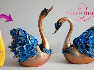 Handmade valentines day special gift ideas.Swan couple sculpture.Diy gift idea.Home decor craft diy