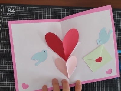 How to make greeting card.pop up heart.easy handmade